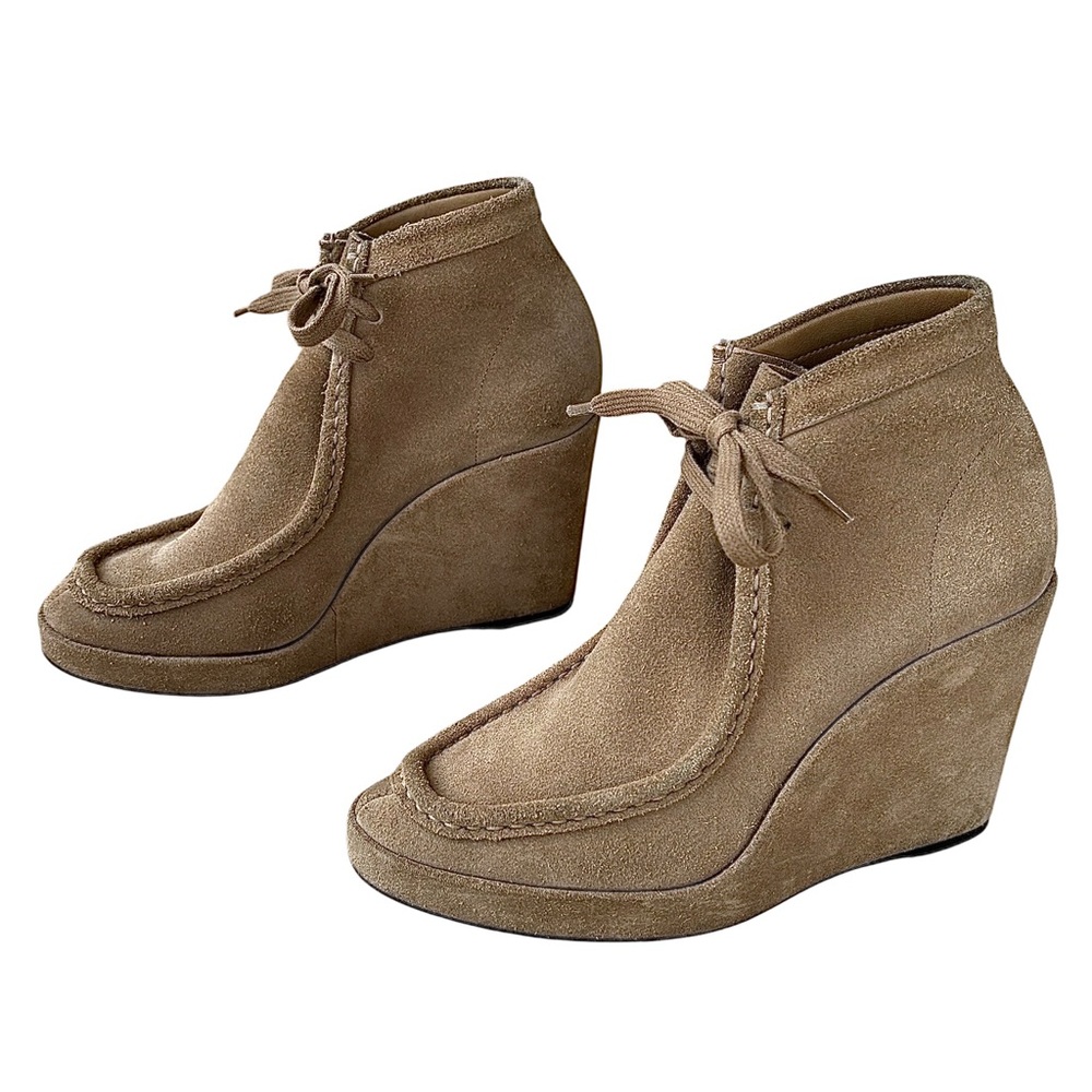 BALENCIAGA Sand Suede Lace Up Wedge Heels - Picture 4 of 14